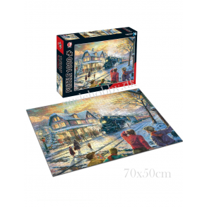 Togstation ved juletid (1000 brk. pap)