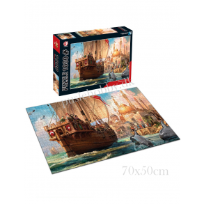 Sejlskib med delfin (1000 brk. pap)