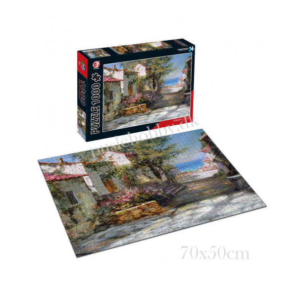 Impressionistisk landsby motiv (1000 brk. pap)