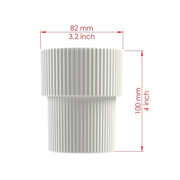 Gipsform til kop med lodrette striber, h�jde 100 mm