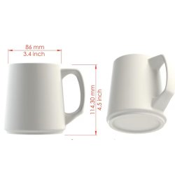 2-delt gipsform til krus med hank, h�jde 114mm