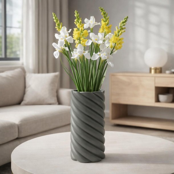 5-delt Gipsform til vase med spiralm�nster, h�jde 200mm