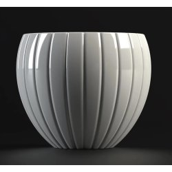 5-delt Gipsform til vase med bredt lamelm�nster, h�jde 160mm